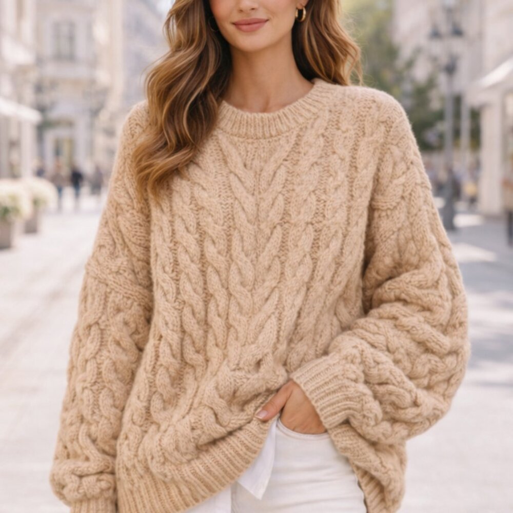 NWT Chunky Knit Relaxed Fit Pullover Sweater Jumper